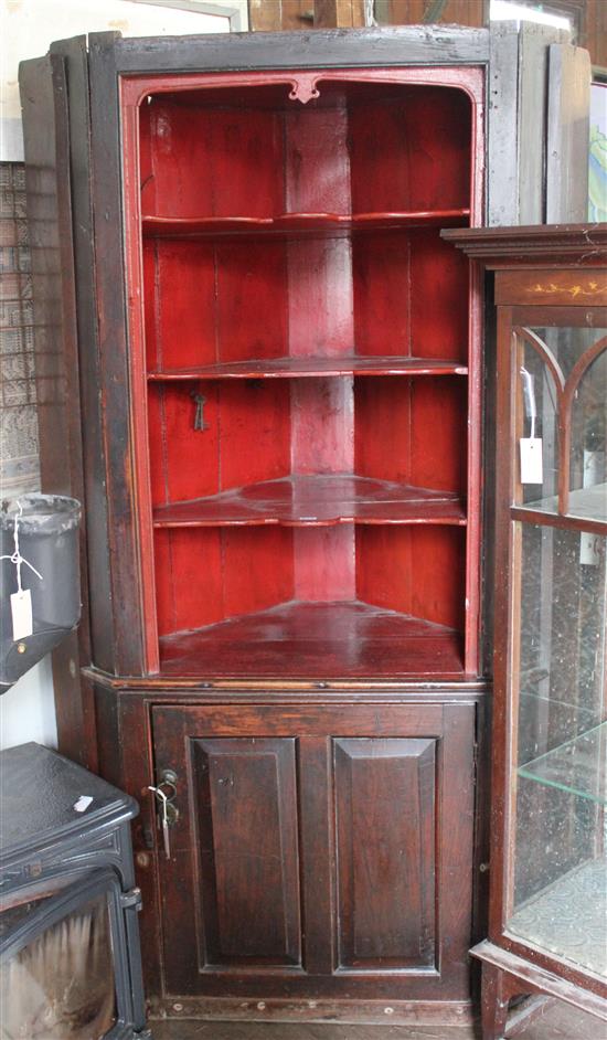 18th century pine standing corner cupboard